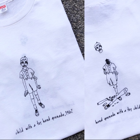 Rare Vtg Child With A Toy Hand Grenade 1962 Diane Arbus Artist Graphic Shirt